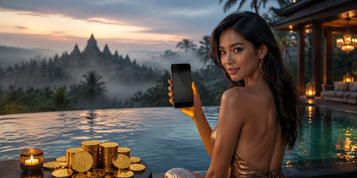 Model menggunakan aplikasi casino di ponsel dengan tampilan antarmuka modern