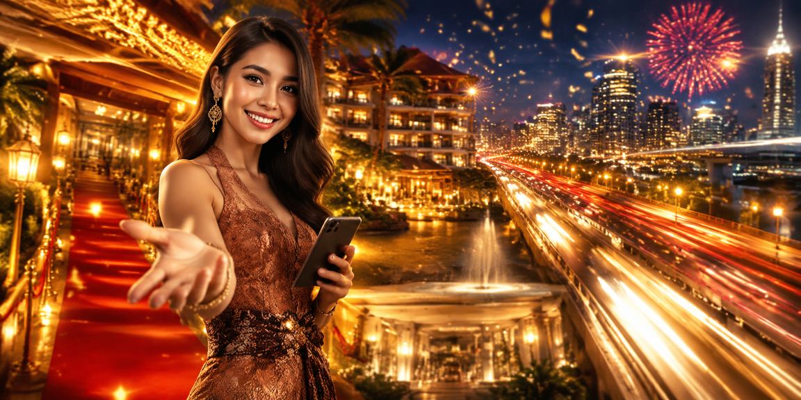 Suasana malam pasar tradisional Vietnam dengan layar mobile casino bercahaya
