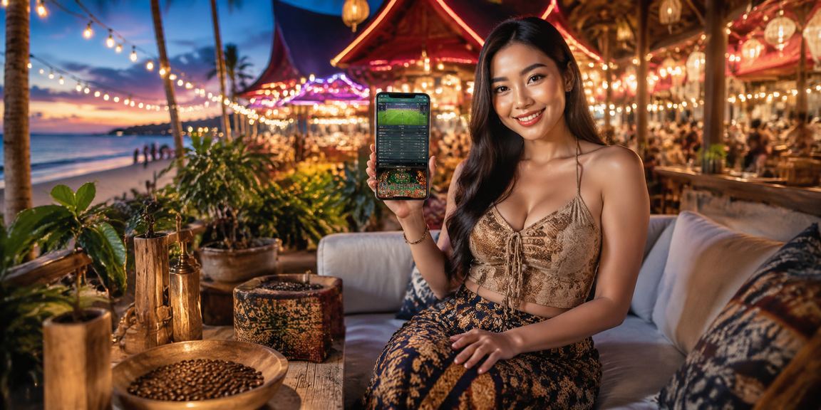 Pengguna mengakses platform taruhan olahraga di kafe sambil minum kopi